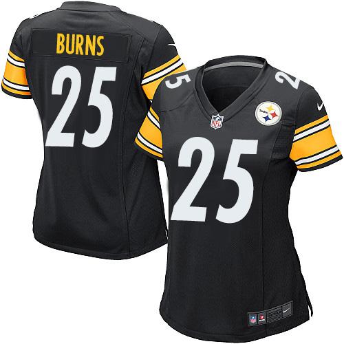 Nike Steelers #25 Artie Burns Black Team Color Women's Stitched NFL Elite Jersey